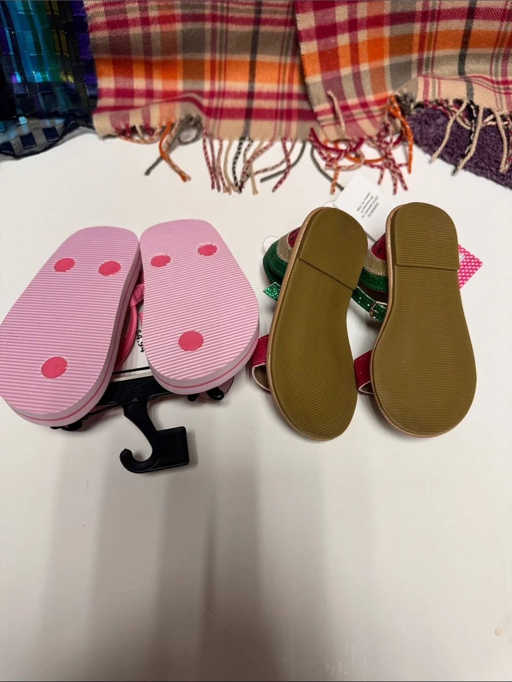 Girls Pink Floral Glitter Flip Flop Sandals